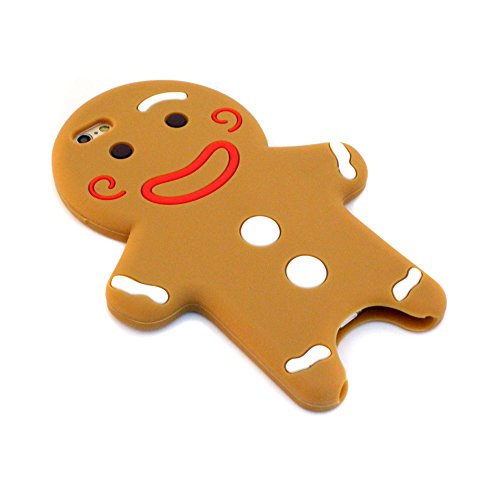 Cute Silicone 3D Gingerbread Man Cartoon Mobile Back Case Protective Cover for iPhone 6 6S, Brown