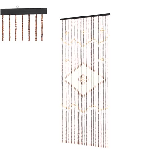 Armanyya Cortina de bambú para puerta, cortina de hilos decorativa, 90 x 208 cm, no requiere instalación para puerta, balcón, terraza e interior
