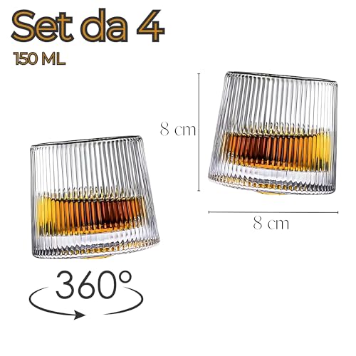 Miniatura 2 de Juego De Vasos De Whisky De Cristal Giratorio, Vasos De Whisky Con Fondo Esférico Para Degustación, Vaso Sin Tallo De Alta Calidad, 4 Piezas Vasos De Cristal Especiales Para Ron, Ginebra, Amaro Y