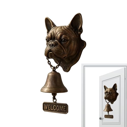 Campana de cena al aire libre | Timbre de puerta delantera con forma de cabeza de perro | Timbre decorativo de bienvenida para edificios históricos, puertas de apartamentos urbanos, cobertizos de