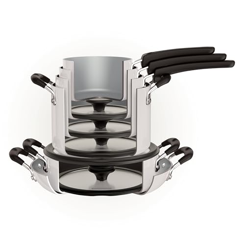 Image of Tramontina Ceramic Non Stick 11-Piece Nesting Pots and Pans Set - White