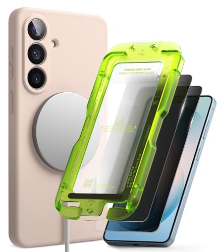 Verre trempé anti-espion compatible avec coque silicone magnétique antichoc pour Samsung S26