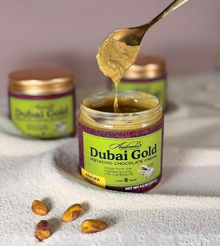 ANDREANO Dubai Chocolate Pistachio Cream - Premium Gourmet Spread with Manuka Honey, Silky Pistachio Paste & Crispy Kataifi - Luxury Dessert Filling, Pastry & Chocolate Treat - 7.2 oz (224 g) Jar