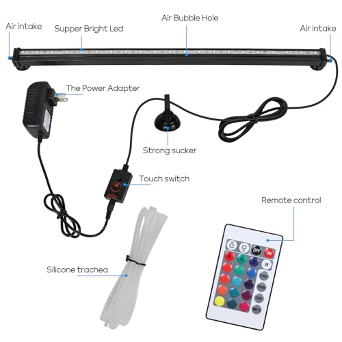 szminiled LED Fish Tank Light, 20.4 inch/52cm Aquarium Light kit Underwater Bubble Lights with Remote