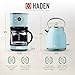 HADEN Coffee Machine, 12 Cup Drip Coffee Maker Bundled with Heritage 1.7 Liter Stainless Steel Electric Kettle, Turquoise & Chrome