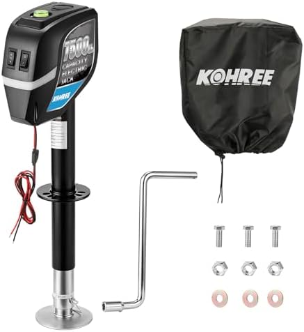 Kohree 7500lbs Electric Trailer Jack with Dual Wire, Built-in Lev...