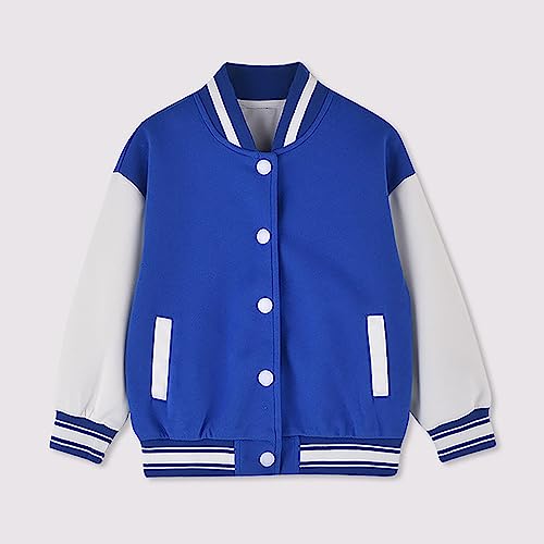 Kids Baseball Jacket School V𝐚rsity 𝗨niform Spring Casual Sweatshirt Girls Jacket B𝗼mber Outwear with Pocket4