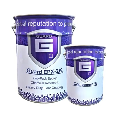 Guard EPX-2K 2 Pack Epoxy Resin Floor Paint Industrial Heavy Duty Multiple Colours Anti Skid Aggregate Available - 5 Litres (Light Blue)