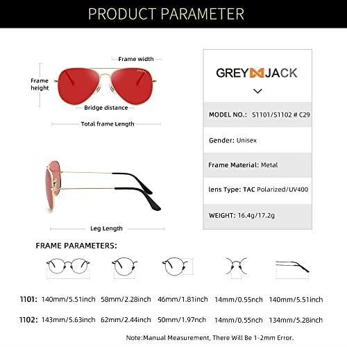 Image of grey jack Polarized Aviator Sunglasses lightweight Stylish Glasses for Men Women UV Protection S110102