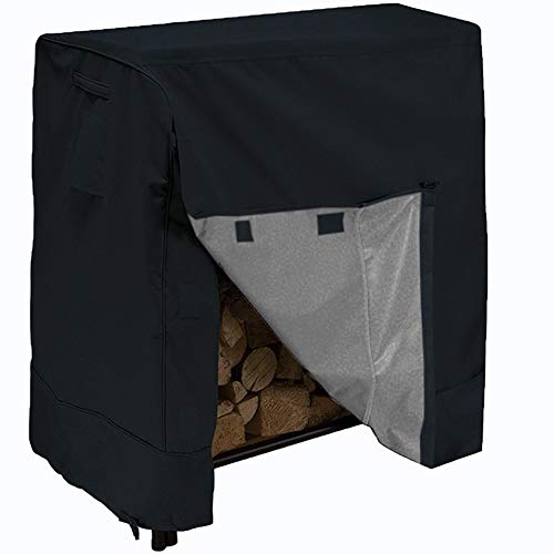 Log Rack Cover, 4 Feet Waterproof Wood Rack Cover with Durable and Water Resistant 210D Fabric Material, Outdoor Firewood Cover All-Weather Protection