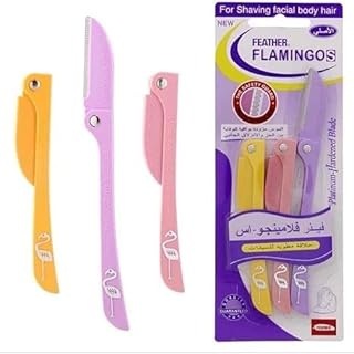 فلامنجو، شفرات متعددة الاستخدامات للتشذيب والتقشير، مجموعة ملونة لإزالة الشعر وتشذيب الحواجب والديرمابلانينج، ٣ قطع