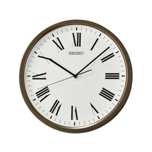Image of Seiko Elegant Round Brown Plastic Analog Home Decor Roman Figure Wall Clock with Sweep Movement (Size: 30.5 x 4.5 x 30.5 CM | Weight: 670 gram | Color: Brown)