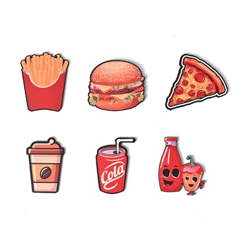 Image of GKD Fast Food Wooden Fridge Magnet | Burger, Pizza, Fries Design | Fun Kitchen & Restaurant Refrigerator Magnet | Quirky Decor & Gift for Food Lovers