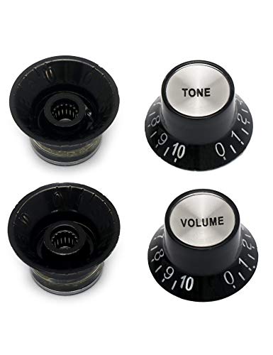 Metallor Electric Guitar Top Hat Knobs Speed Control Knobs 2 Volume 2 Tone Compatible With Les Paul Lp Electric Guitar Parts Replacement (Black) #TOP1