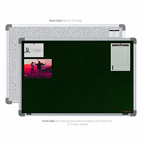 Image of Scholar Art Metis 2x3 Feet Fabric Pin-up Display Board for Wall & Study Table | High Strength Velvet Cloth + High Density Soft Board for Pinning Photos, Sticky Notes & Reminders (Dark Green)