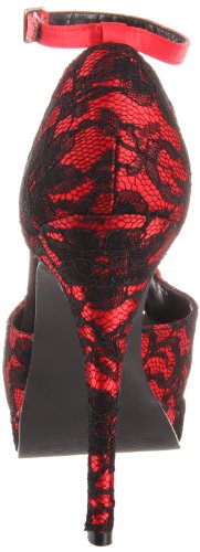 Pleaser Women's Bella-17/Rsa-Blo Open-Toe Pump,Red Satin/Black Lace,7 M Us #TOP2