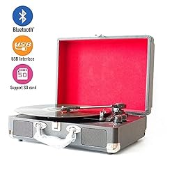 TAISK Haut-parleurs Bluetooth rétro klaxon Platine Vinyle en Bois Massif Tourne-Disque en cuivre Machine à Musique… - Les Beatles, Paul McCartney, John Lennon, RIngo Starr, George Harrison TAISK Haut-parleurs Bluetooth rétro klaxon Platine Vinyle en Bois Massif Tourne-Disque en cuivre Machine à Musique… – Image 2