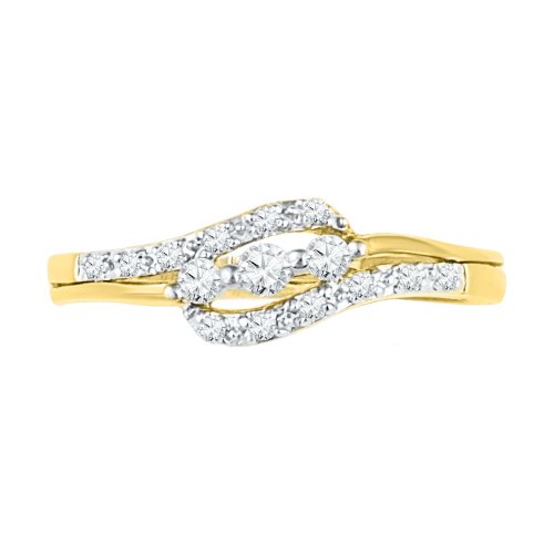 10KT Yellow Gold Round Diamond Three Stone Bypass Promise Ring (1/4 cttw)2