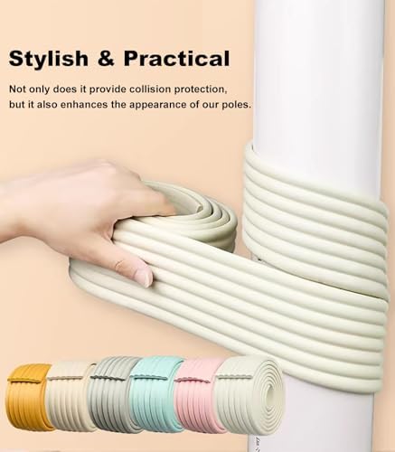 Soundproof Pipe Wrap Padding - 3" Self-Sealing Adhesive Sponge Roll for Noise Reduction, Waterproof Basketball Pole Pad - Beige, 20pcs Set for Basement & Garage Protection