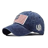 Unisex Baseball Cap American Flag 4th of July Hat for Men Women Cowboy Trucker Summer Sun Hats Navy