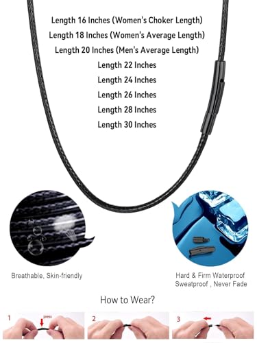 FaithHeart Braided Leather 2MM/3MM Necklace Cord for Men with Stainless Steel Snap Clasp, Waterproof Woven Wax Rope Chain for Pendant with Delicate Gift Box4