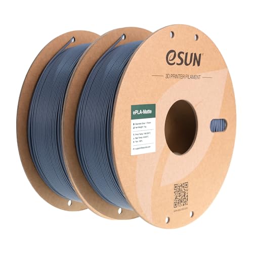 Image of eSUN Matte PLA Filament 1.75mm, 1KG per Spool, 2 Spools Matte 3D Printing Filament for 3D Printers, Dark Grey