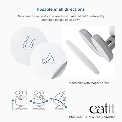 Catit PIXI Smart Mouse Pet Camera App-Controlled 360 Camera for Cats with Night Vision, 2-Way Audio & Motion Detection Record & Monitor Your Cat