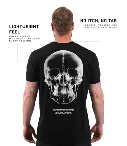 Gymreapers Skull Moisture Wicking T-Shirts for Men - Short Sleeve Workout Gym Shirts - Running Athletic Tees & Dry Fit Tshirt3