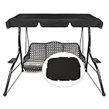 Techo de Repuesto para Columpio de jardín, Universal, 3 plazas, Funda de Repuesto, toldo para Columpio, Techo para balancín, Resistente al Agua y al Sol, Color Negro (195 x 125 x 15 cm)