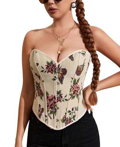 Alivila.Y Fashion Womens Butterfly Print Corset Vintage Renaissance Tank Top Vest Camisole
