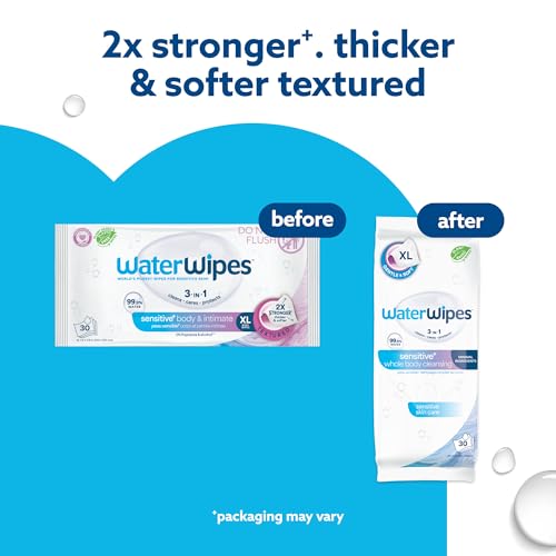 WaterWipes Sensitive Whole Body Cleansing Wipes, 99.9% Purified Water, XL Textured Wipes, Incontinence Care, Fragrance Free, 90 Count - image 2