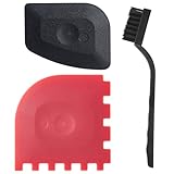 QWQKEFEUN Pan Scraper Food Scraper cast Iron Tool and Cast Iron Pan & Grill Set with Bonus Cleaning Brush(3 Pack)