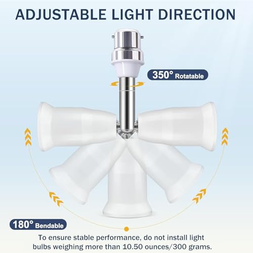 Image of 2 Unit B22 to E27 Light Socket Extender,Flexible 350 Rotatable Adapter, Bulb Lamp Holder Extender Gooseneck Type，Flexible Lighting, Suitable for Indoor and Outdoor Lamp Holder Conversion