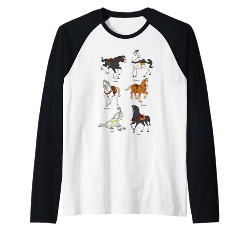 T-shirt baseball Disney Princess Horses pour fille en coton raglan