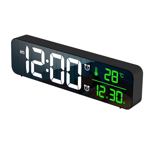 ENJOYPRO Digital Alarm Clock with Mirror Finish, Plug-in Wall or Tabletop Clock with 6.7" LED Display, Dual Alarms, Memory Function for Bedroom Living Room Office, Plug-in Only (USB Cable Included) — view 2