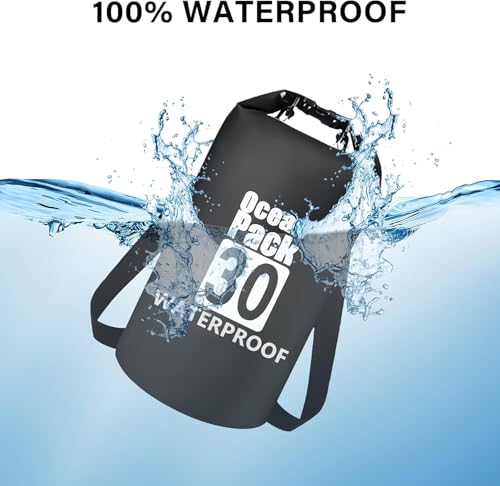 Image of Waterproof Ocean Dry Bag, Roll Top Floating Waterproof Sack for Beach, Swimming, Kayaking, Boating, Fishing, Camping, Hiking & Water Sports (30 Liter)