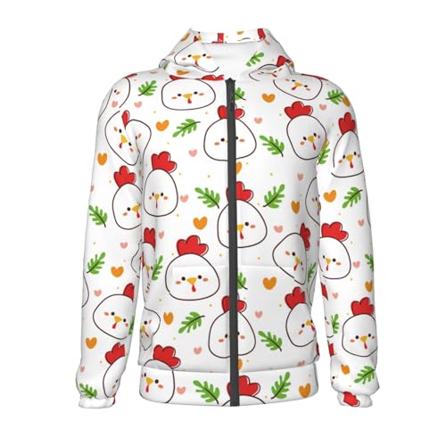 Cartoon Chicken and Plant Kids Pullover Hoodies Boys Zip Up Sweatshirts Girls Athletic Clothes with Pocket2