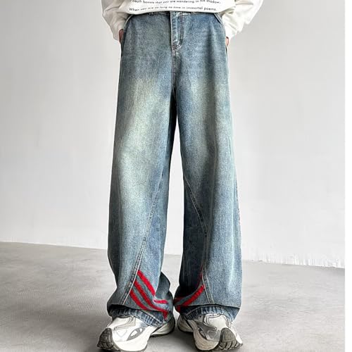 Baggy Jeans Men Y2k Striped Jeans Men Relaxed Fit Washed Stripe Wide Leg Streetwear for Skater Denim Pants Casual2