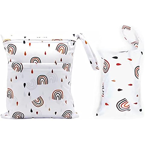 2 Stück Stoffwindeln Nasstaschen,Wickeltasche Wetbag,Nasstaschen wiederverwendbare,Wetbag Organiser Beutel,Wet Dry Cloth Windeltasche,Nasstaschen für Kindergarten,für Baby Reisen Unterwegs (Drache) Cover