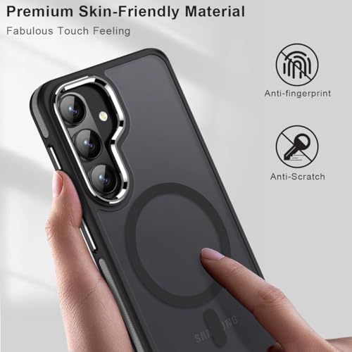 Image of MALEWOLF Case for Samsung Galaxy S26 Plus, Compatible with Magsafe, Translucent Cover [Military Grade Shockproof] [Anti-Slip Edge], Color Hybrid Magnetic Case for Galaxy S26+ (Black /Grey)