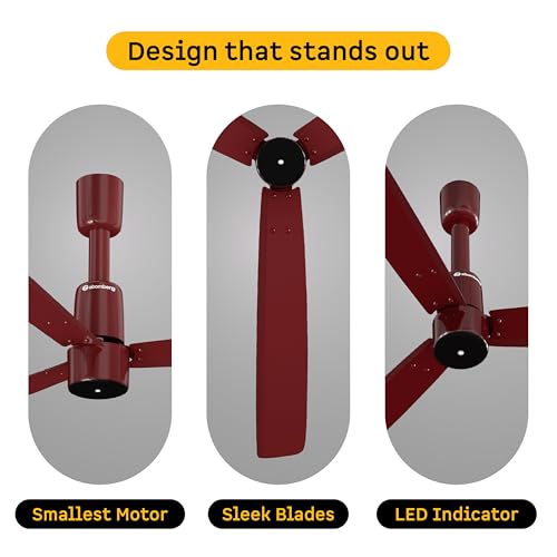 Image of atomberg Razon 1200mm BLDC Ceiling Fan with Remote | World's Smallest Motor Powered by BMC | Advance Air+ Technology | BEE 5 star Rated | Low Noise | Sleek Design | 3 Year Warranty (SANGRIA BROWN)