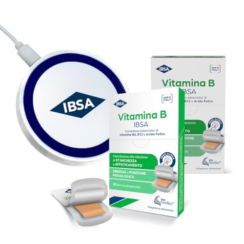Vitamina B IBSA - 60 Film Orodispersibili. Integratore alimentare a base di Vitamine B6, B12 e Acido Folico che contribuiscono a ridurre stanchezza e affaticamento (60 Film + Caricatore)