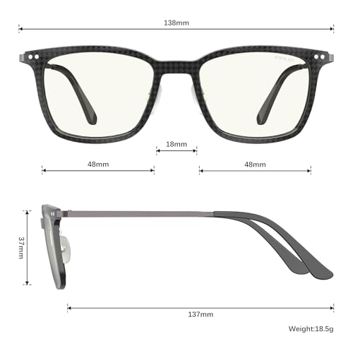 Image of ANYLUV Blue Light Glasses Men, Stylish Square Carbon Fiber Eyewear, Anti Eyestrain, Lightweight Mens Computer Gaming Glasses