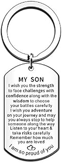 SMARGO Inspirational Keyring for Son Gifts Dog Tag Keychain Belive Confident Gifts for Son from Mum Dad