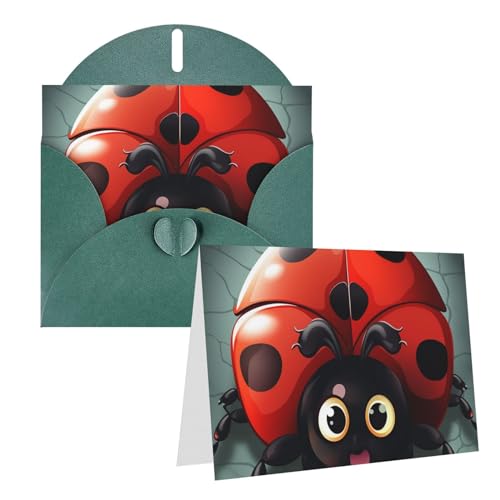 QMNEHJ グリーティングカード サンキューカード 封筒付き ブランクノートカード 4x6インチ バースデーカード 漫画 てんとう虫 ウェディングカード お悔やみカード おもしろい 思考カード あらゆる機会に