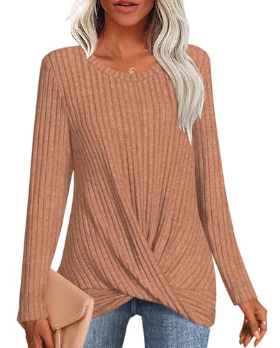 Image of HOTGIFT Women's Pullover Sweaters Winter Tunic Tops Long Sleeve Crewneck Shirts Casual Comfortable Blouse