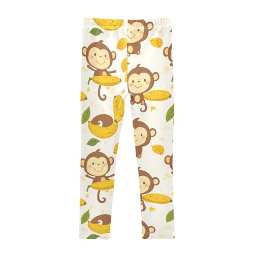 Monkey Cute Leaf Banana Girls Leggings Kids Yoga Pants Dance Active Tights 4T2