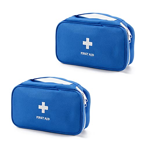 TOPASION Portable Empty First Aid Kit Bag, Travel Medicine Pouch, Small Medical Bag (2 Pieces Blue)
