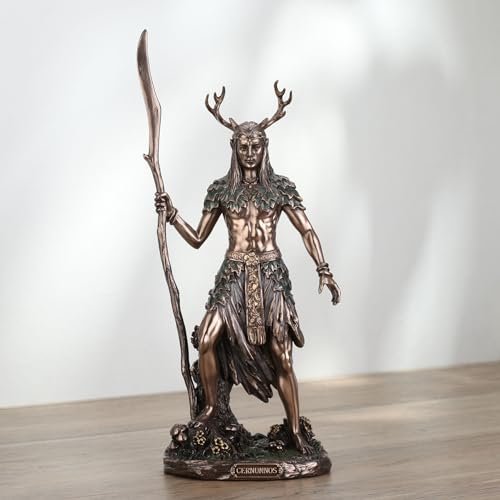 Estatua de Cernunnos dios celta en resina con acabado bronce miniatura 2