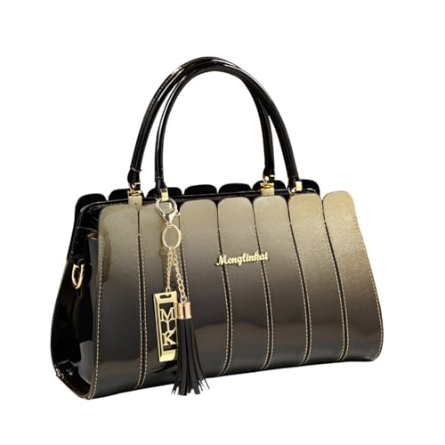 Image of SYGA Elegant Color Contrast Tote Bag - Horizontal Square Medium-Soft Handbag with Design for Everyday Use